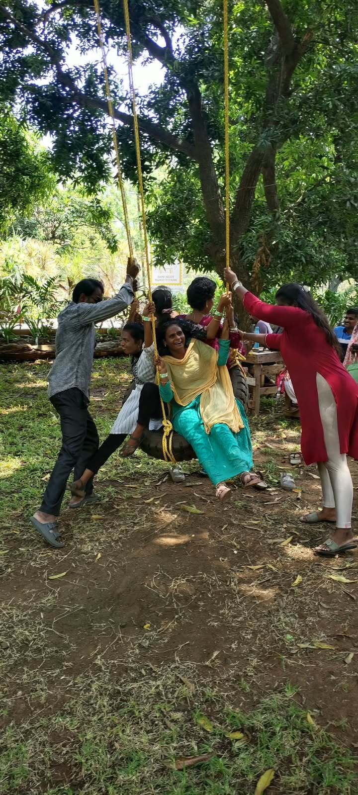 Students of Thaaikarangal Charitable Trust enjoying a traditional village swing together at Hanu Reddy Mango Festival 2026, experiencing rural life through movement, laughter and joyful outdoor activities at Hanu Reddy Raghava Farms, Chennai. Students of Thaaikarangal Charitable Trust enjoying a traditional village swing together at Hanu Reddy Mango Festival 2026, experiencing rural life through movement, laughter and joyful outdoor activities at Hanu Reddy Raghava Farms, Chennai.