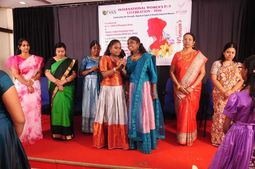Visually impaired women performing on stage during the International Women’s Day Celebration 2026, showcasing talent, confidence, and empowerment Visually impaired women performing on stage during the International Women’s Day Celebration 2026, showcasing talent, confidence, and empowerment