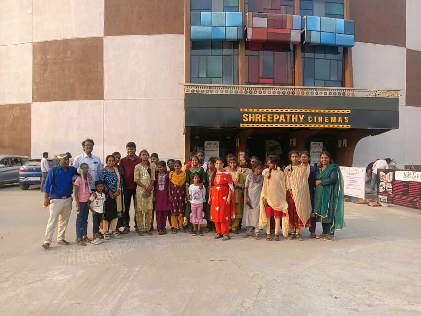 Visually impaired students and organisers gathered outside Shreepathy Cinemas in Thanjavur during the International Women’s Day Celebration 2026 outing, organised by Thaaikarangal Charitable Trust with Rotary Club of Thanjavur Divas, capturing a joyful and inclusive group experience Visually impaired students and organisers gathered outside Shreepathy Cinemas in Thanjavur during the International Women’s Day Celebration 2026 outing, organised by Thaaikarangal Charitable Trust with Rotary Club of Thanjavur Divas, capturing a joyful and inclusive group experience