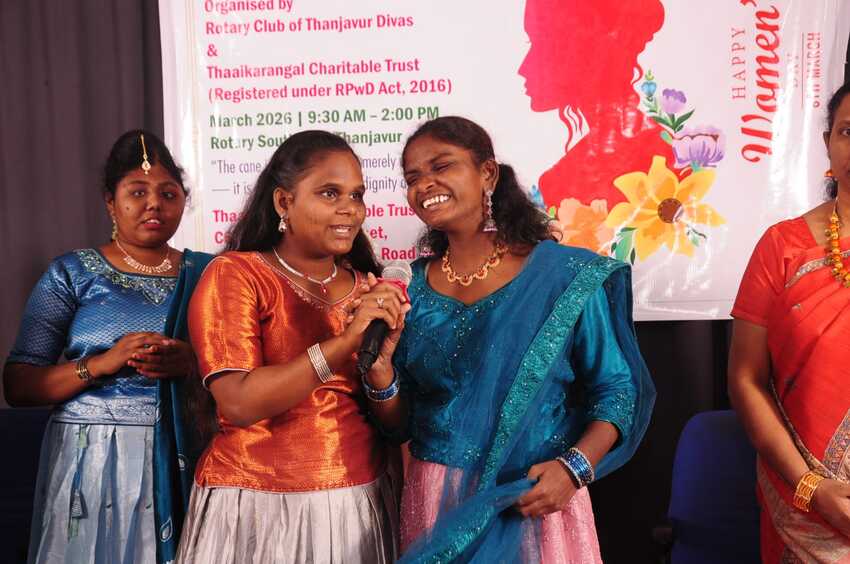Visually impaired women performing and speaking on stage during the International Women’s Day Celebration 2026, highlighting talent, confidence, and empowerment Visually impaired women performing and speaking on stage during the International Women’s Day Celebration 2026, highlighting talent, confidence, and empowerment